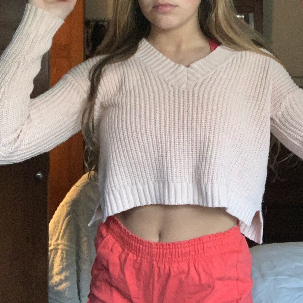 Cropped Retrod V-Neck Sweater